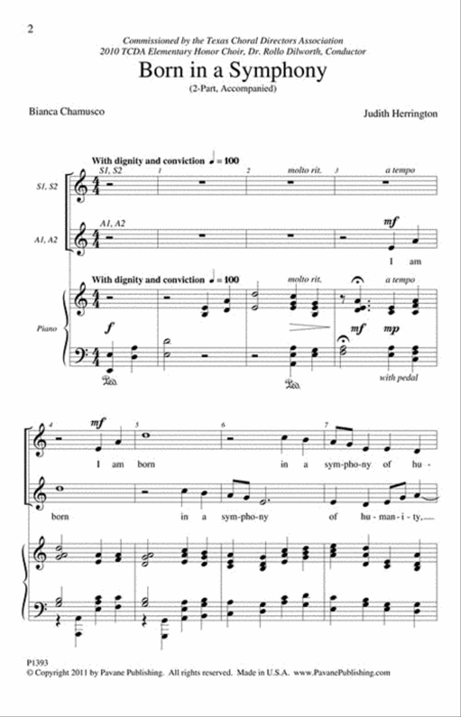 Born in a Symphony SSAA scores gallery preview page 2