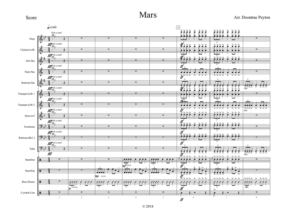 Mars for Marching Band Marching Band scores gallery preview page 1