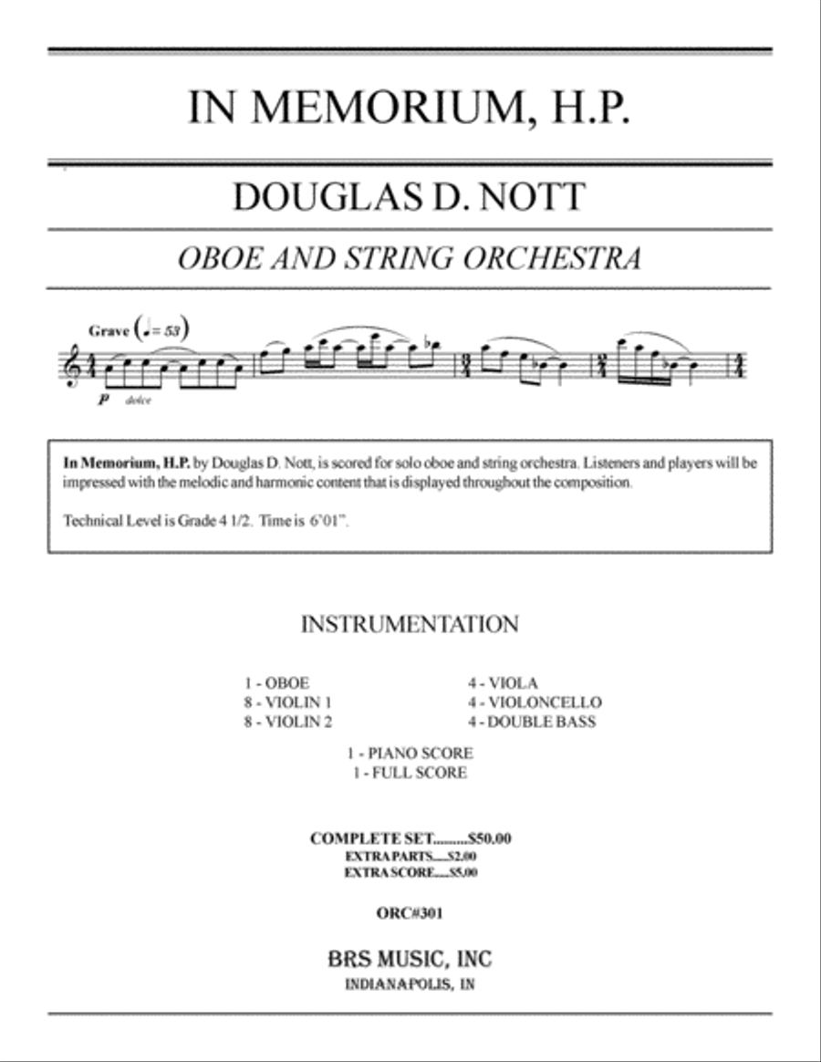 In Memorium, H.P. Orchestra scores gallery preview page 1