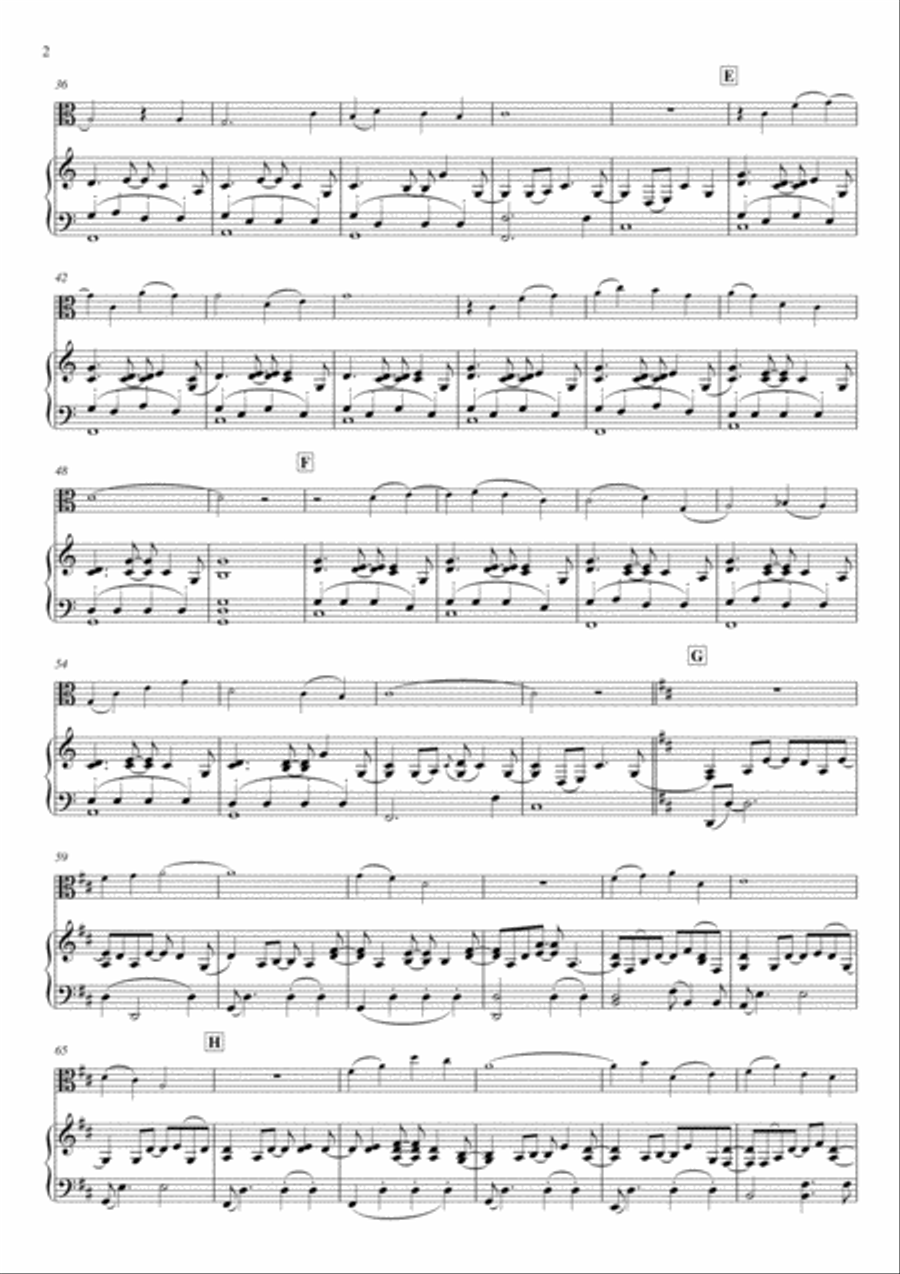 Nearer my God to Thee (piano & viola) - EASY Viola scores gallery preview page 2