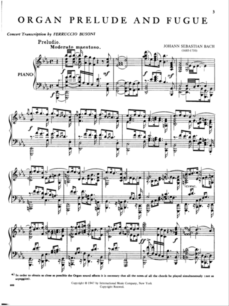 Organ Prelude & Fugue In E Flat Major (St. Anne'S Fugue) Piano Solo scores gallery preview page 2