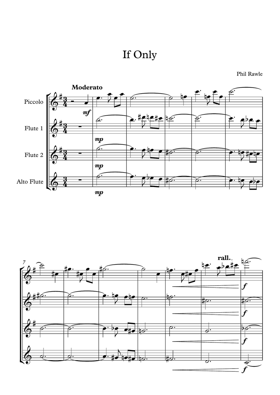 If Only - Flute Quartet If Only - Flute Quartet Flute Quartet scores gallery preview page 1