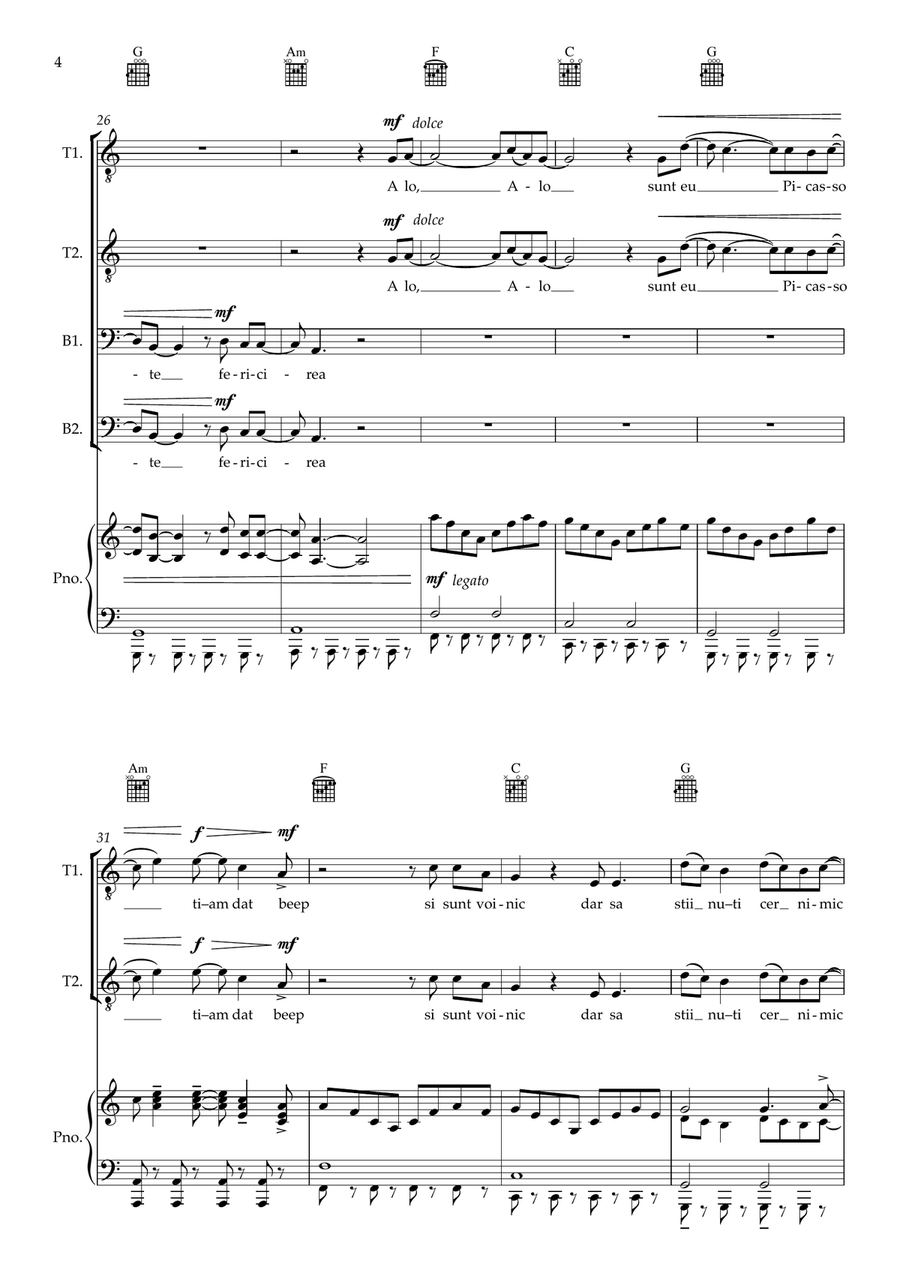 Dragostea Din Tei TTBB scores gallery preview page 4