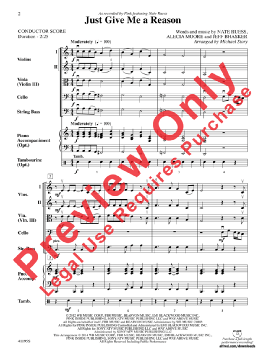 Just Give Me a Reason String Orchestra scores gallery preview page 3