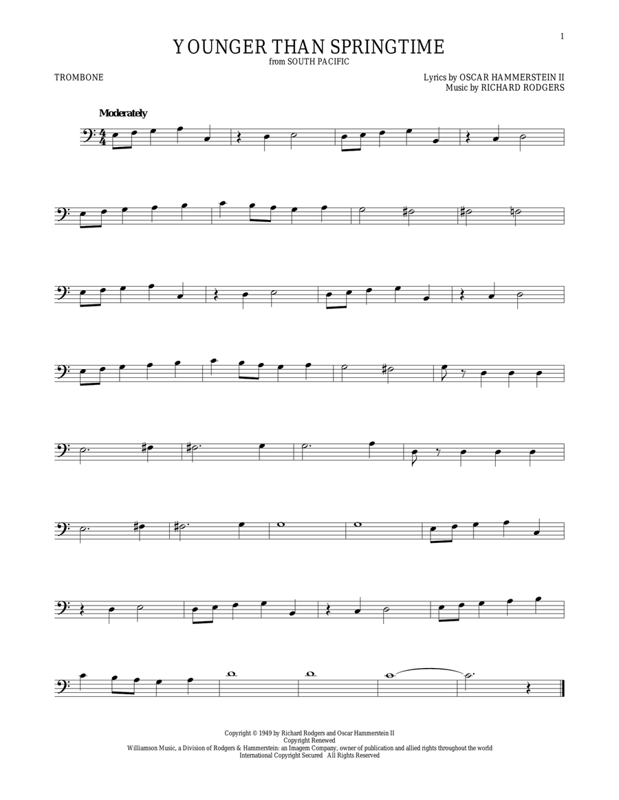 Younger Than Springtime Younger Than Springtime Trombone Solo scores gallery preview page 1
