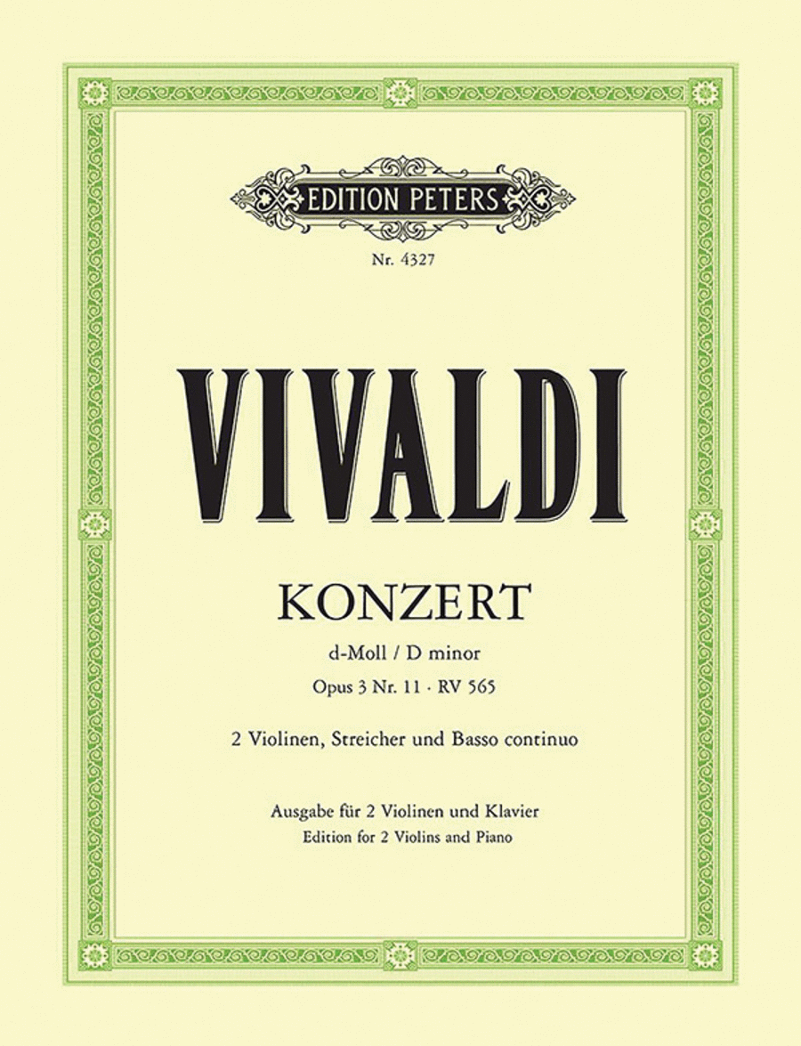 Concerto in D minor Op. 3 No. 11 (RV 565) (Edition for 2 Violins and Piano) Violin Solo scores gallery preview page 1