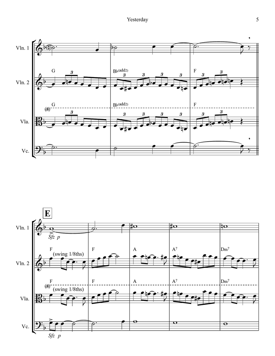Yesterday String Trio scores gallery preview page 5