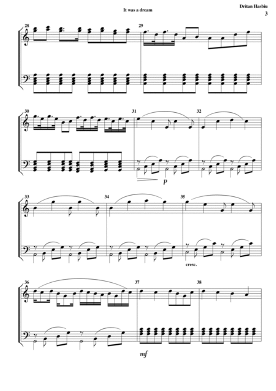 It was a dream Piano Solo scores gallery preview page 3