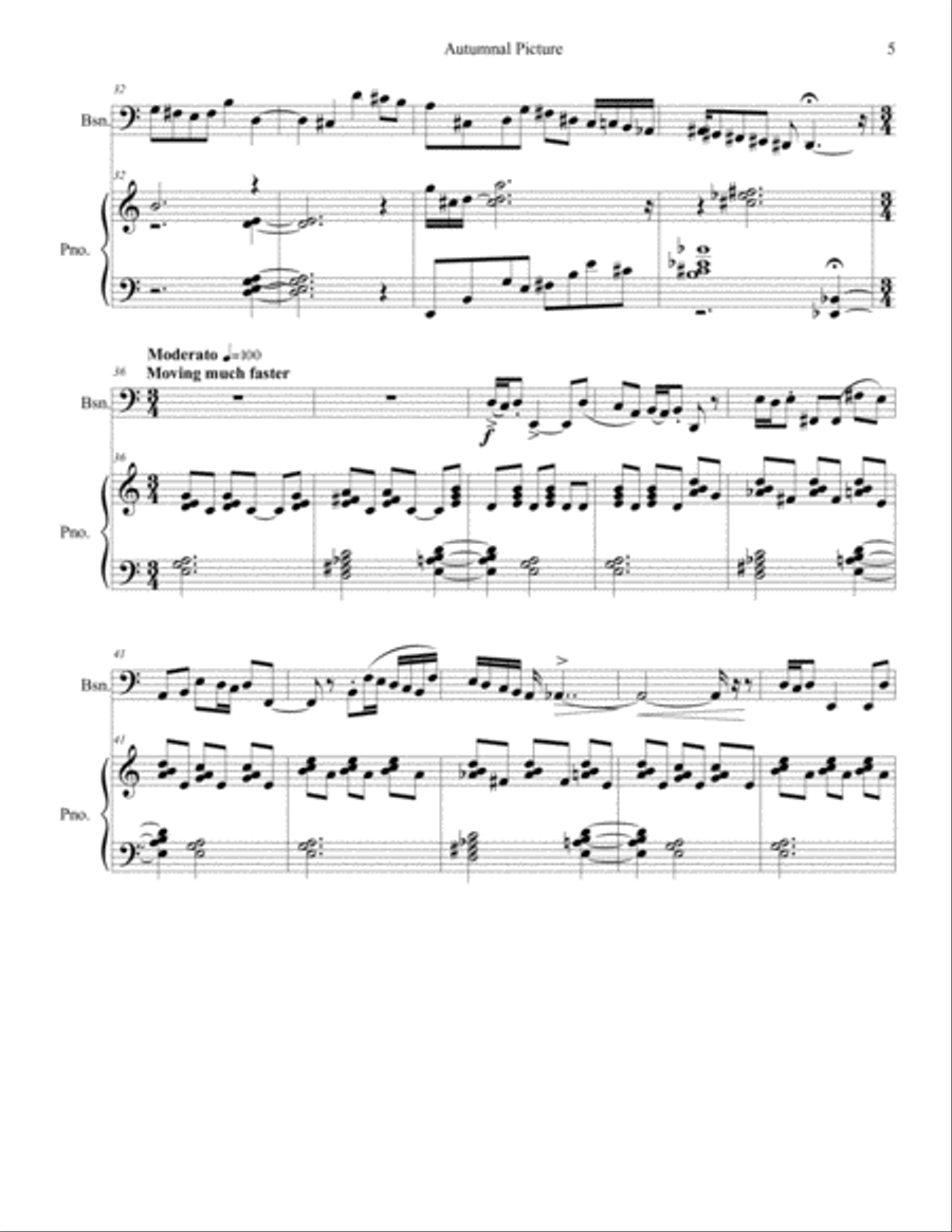 Autumnal Picture, for Bassoon and Piano, by Gregory Hamilton