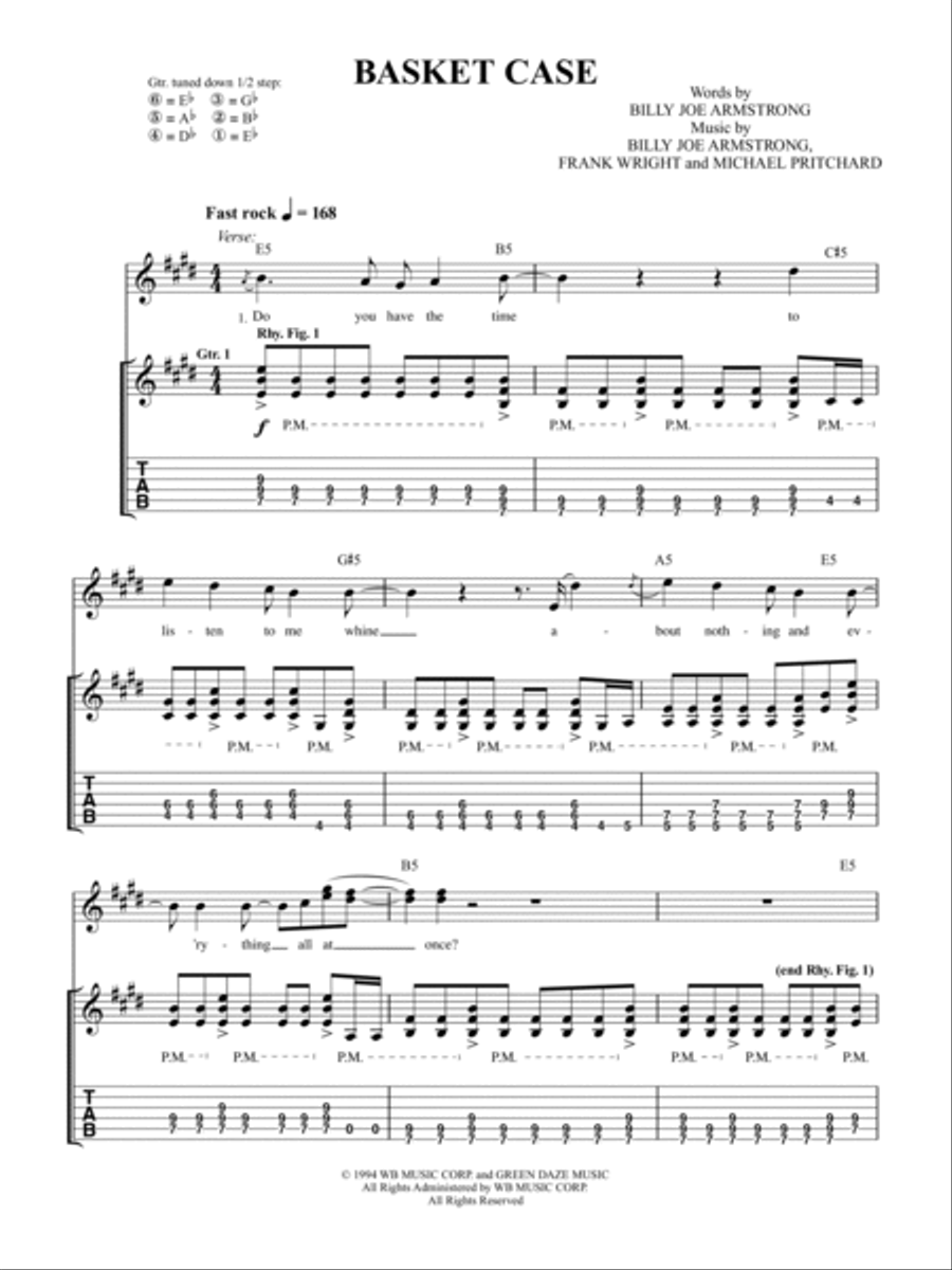 Basket Case Basket Case Guitar Tablature scores gallery preview page 1
