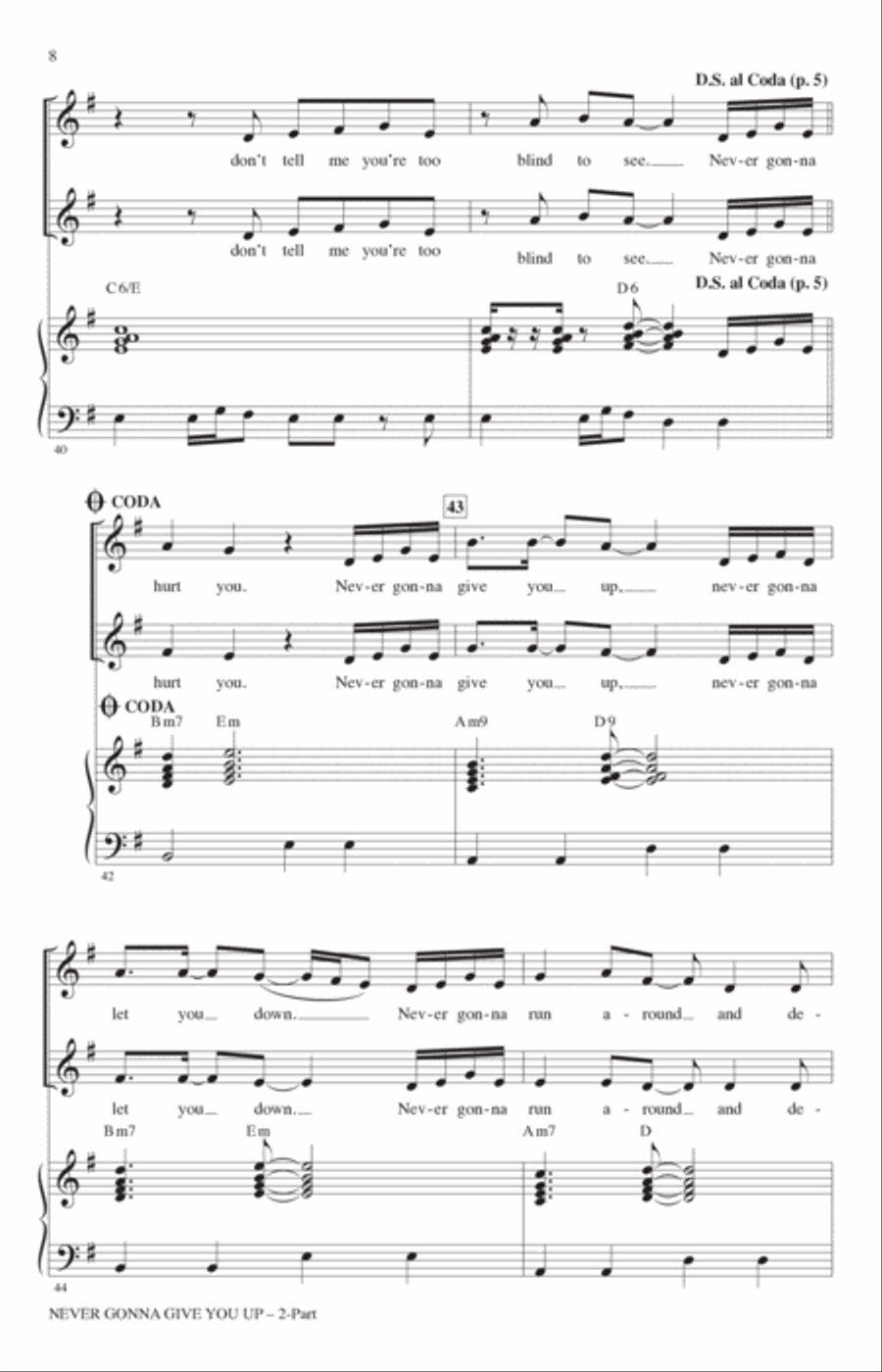 Never Gonna Give You Up (arr. Roger Emerson) 2-Part scores gallery preview page 7