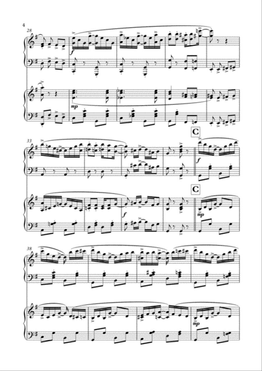 Casual Spark Rag, for 2 Pianos, 4 hands by Simon Peberdy 2 Pianos, 4-Hands scores gallery preview page 4