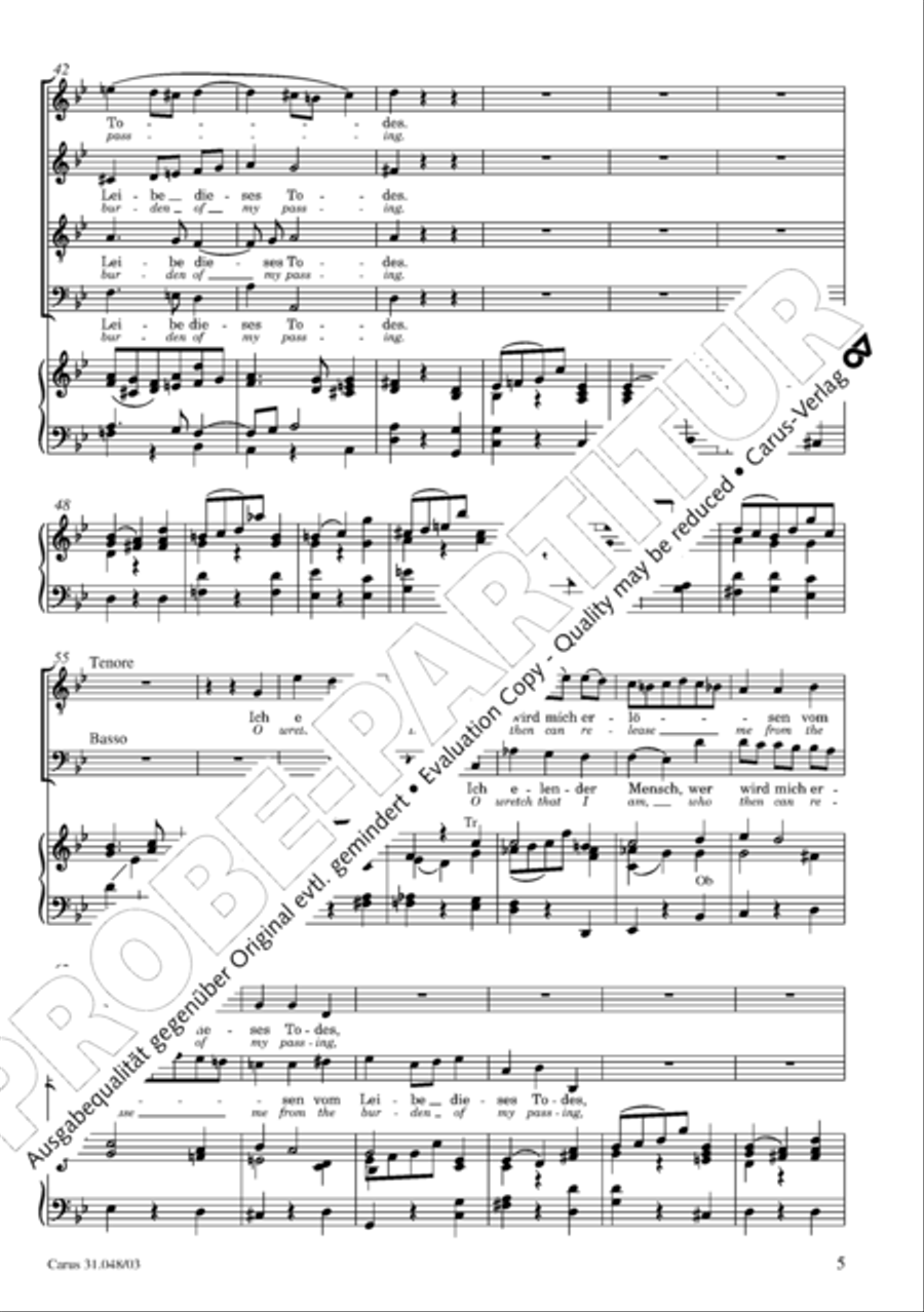 O wretch that I am, who then can release me (Ich elender Mensch, wer wird mich erlosen) 4-Part scores gallery preview page 6