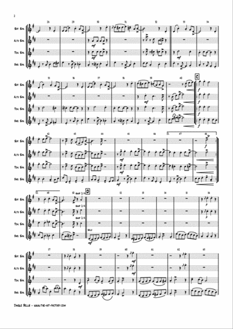 Jazzy Jingle Bells - Christmas Swing - Saxophone Quartet Saxophone Quartet scores gallery preview page 2