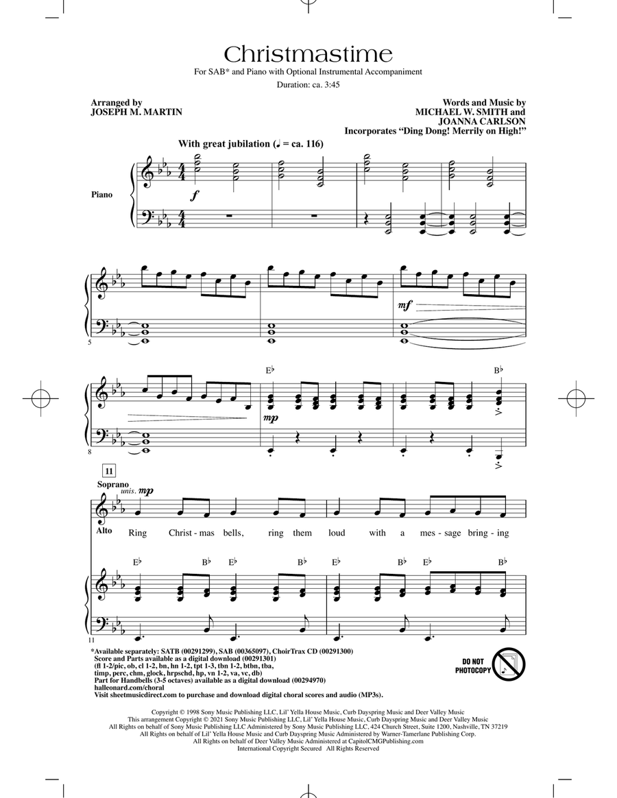 Christmastime (arr. Joseph M. Martin) 3-Part scores gallery preview page 1
