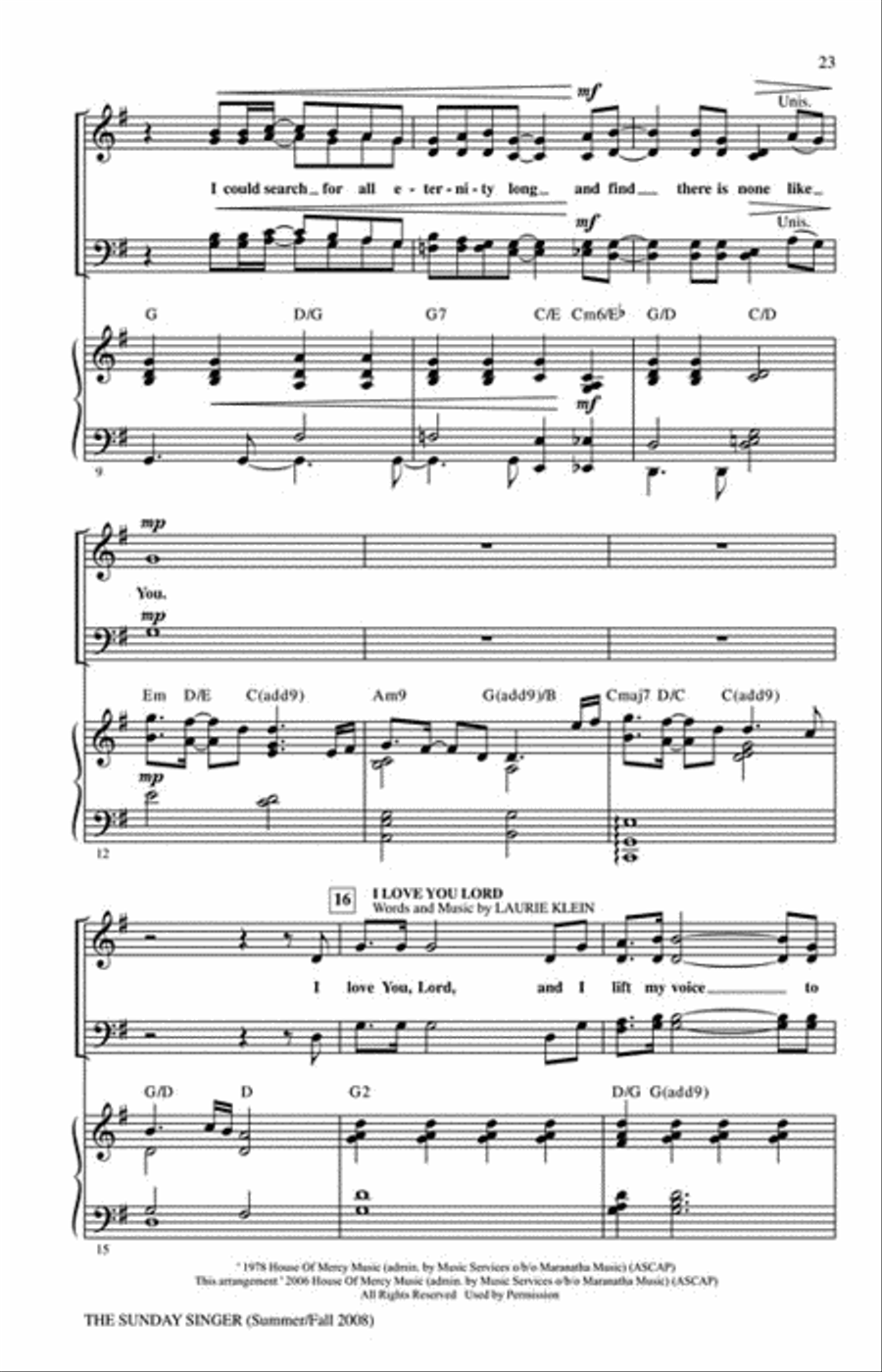 The Sunday Singer - Summer/Fall 2008 Choir scores gallery preview page 5