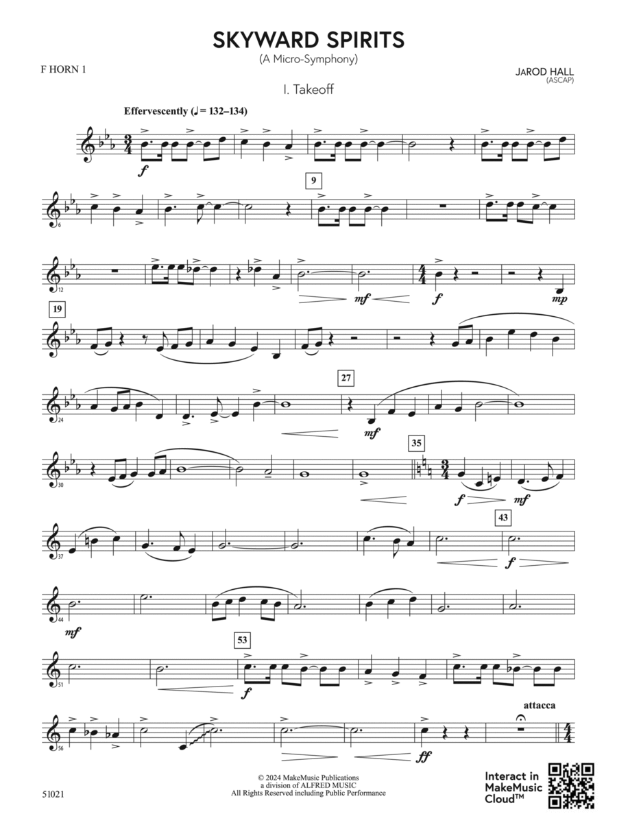 Skyward Spirits: 1st F Horn Concert Band scores gallery preview page 1