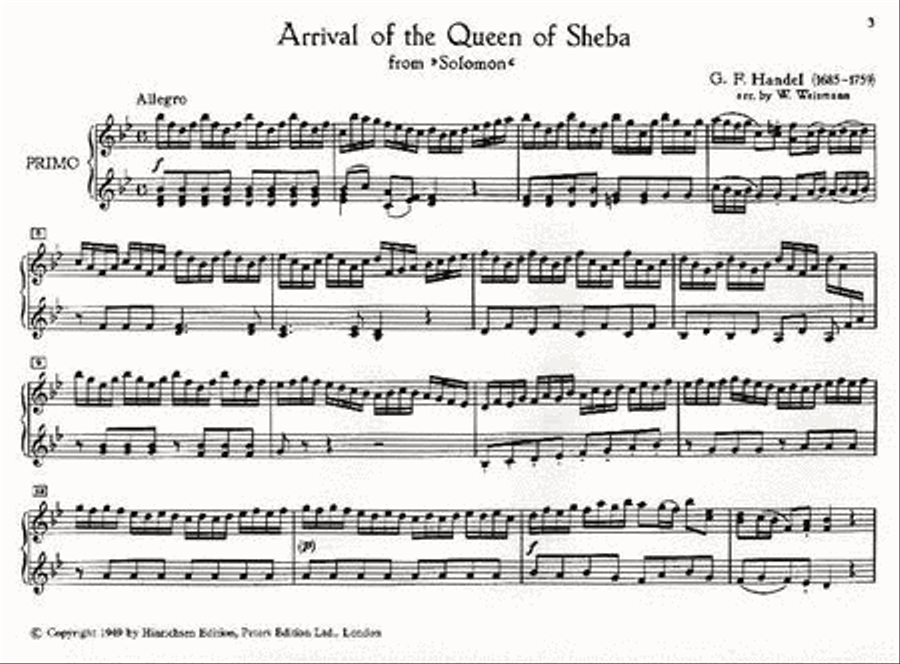 Arrival of the Queen of Sheba (from Solomon) Piano Duet scores gallery preview page 2
