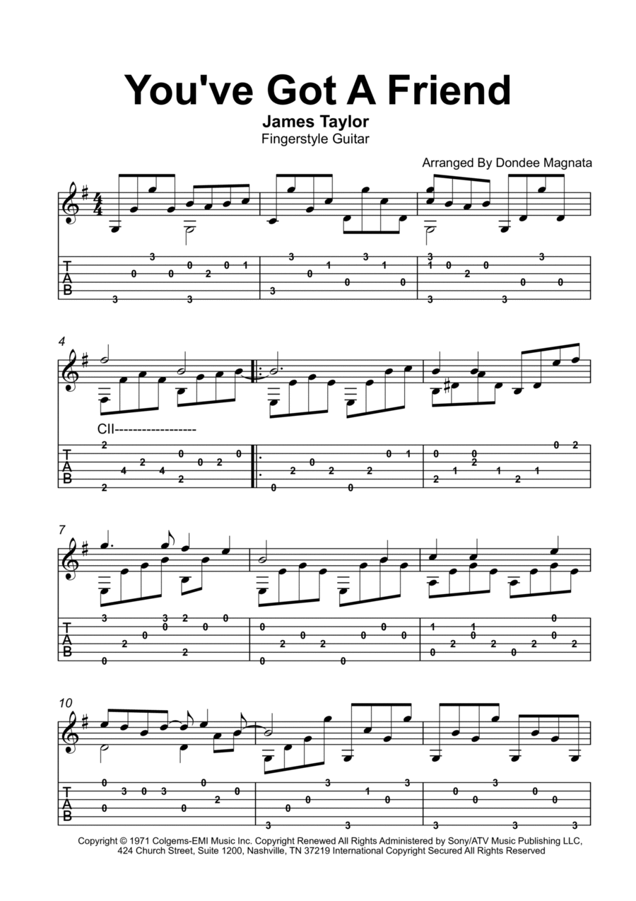 You've Got A Friend Guitar Tablature scores gallery preview page 1