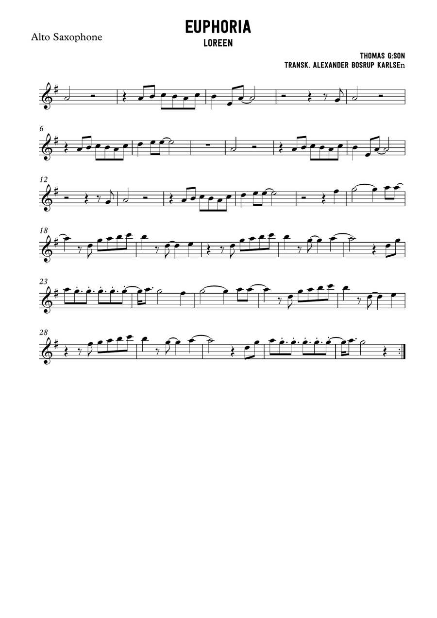 Euphoria Euphoria Woodwind Quartet scores gallery preview page 1