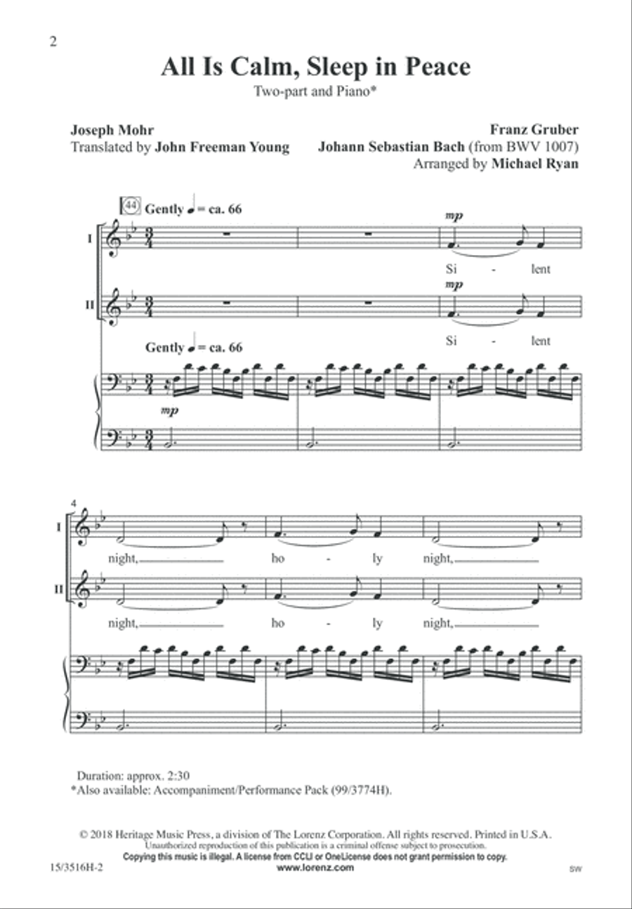 All is Calm, Sleep in Peace 2-Part scores gallery preview page 2