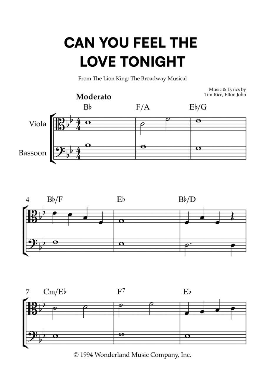 Can You Feel The Love Tonight Bassoon scores gallery preview page 1