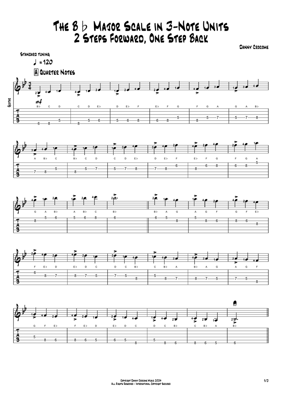 The Bb Major Scale in 3-Note Units (2 Steps Forward, One Step Back)