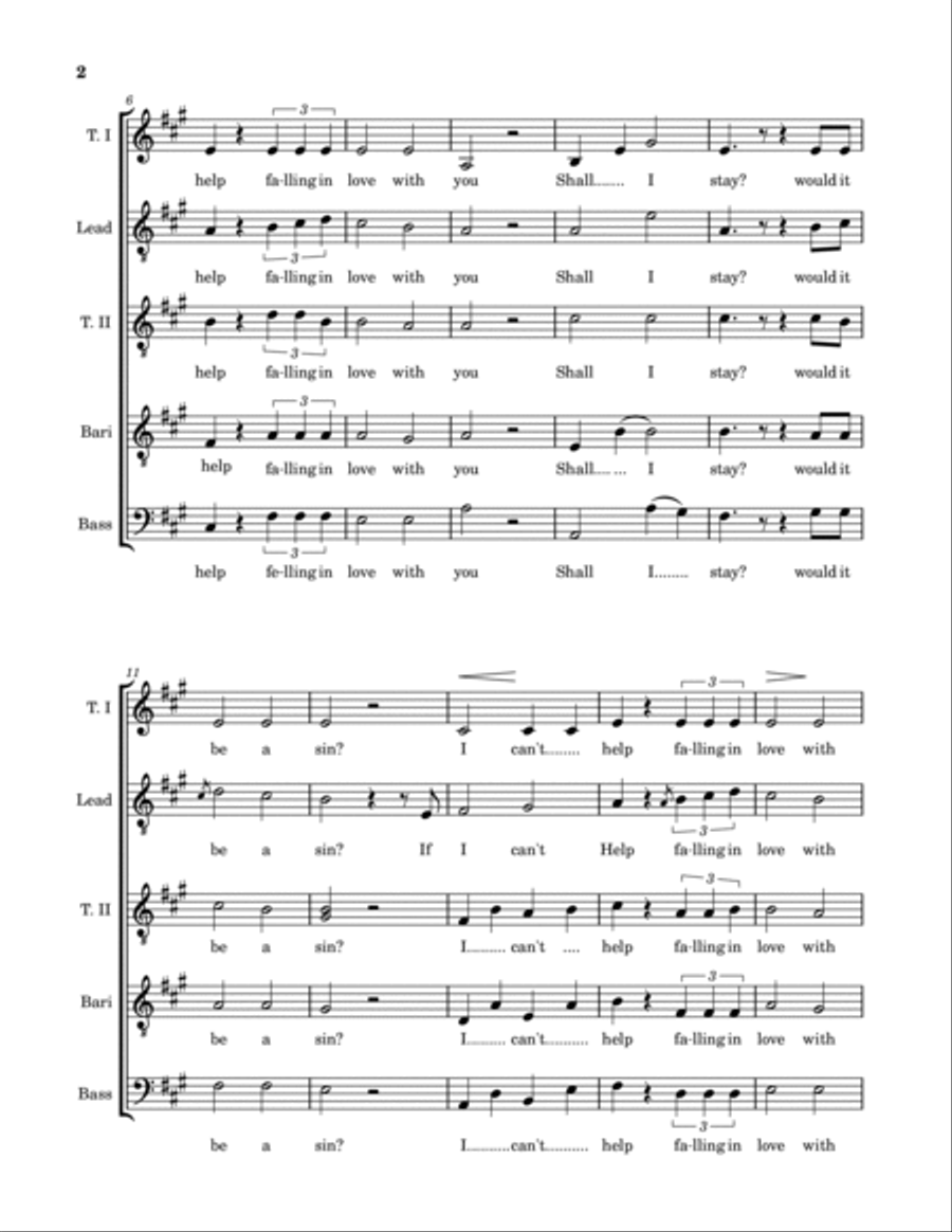 Can't Help Falling In Love A Cappella scores gallery preview page 2