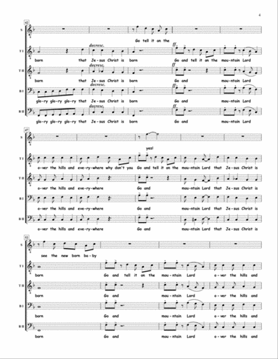 GLORY GLORY GLORY TO THE NEWBORN KING TTBB scores gallery preview page 4