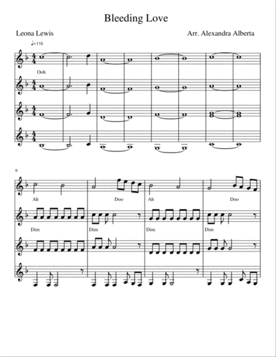 Bleeding Love SA scores gallery preview page 1