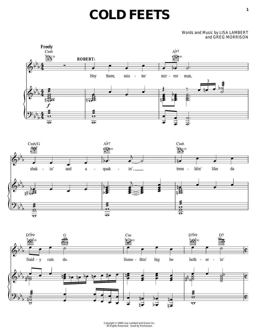 Cold Feets Piano, Vocal, Guitar scores gallery preview page 1