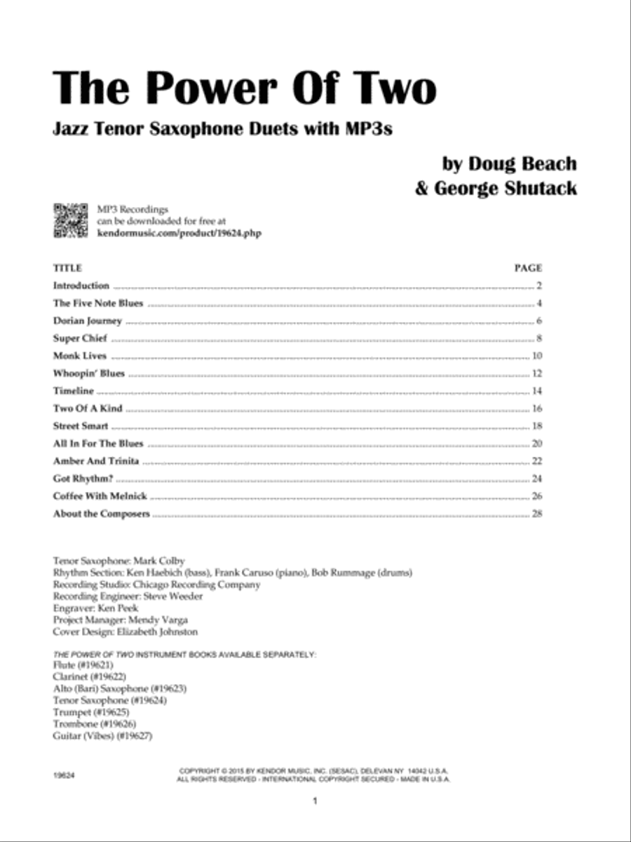 Power Of Two, The - Jazz Tenor Saxophone Duets With MP3s Woodwind Duet scores gallery preview page 2
