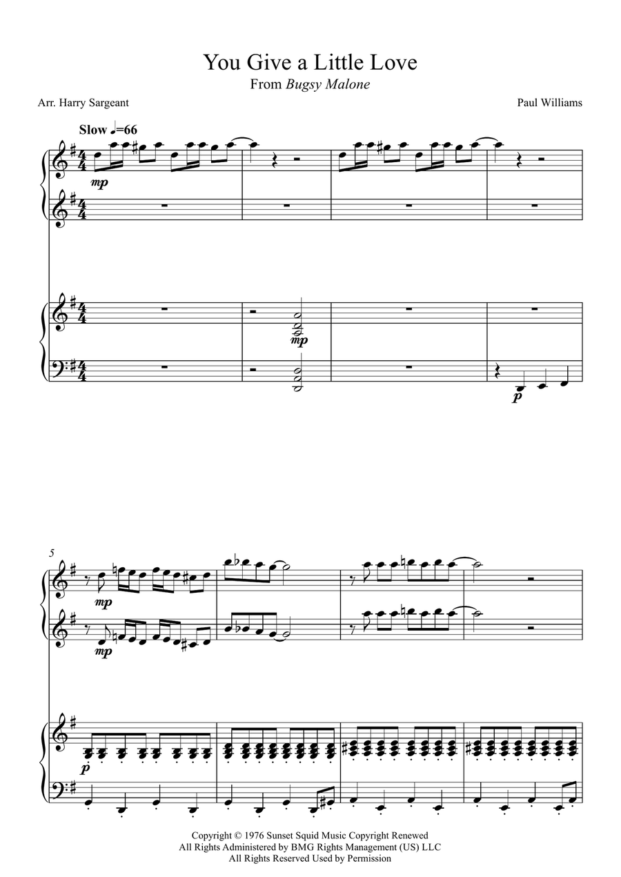 You Give A Little Love 1 Piano, 4-Hands scores gallery preview page 1