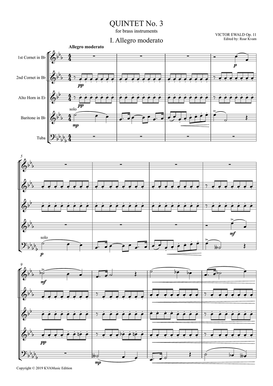 Ewald: Quintet No. 3 for Brass Instruments Brass Ensemble scores gallery preview page 3