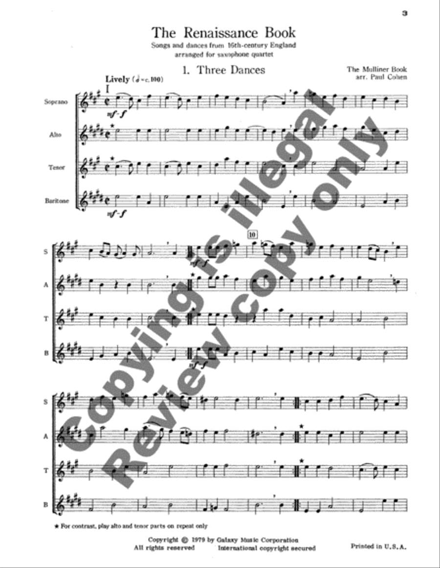 Renaissance Book Saxophone Quartet scores gallery preview page 8