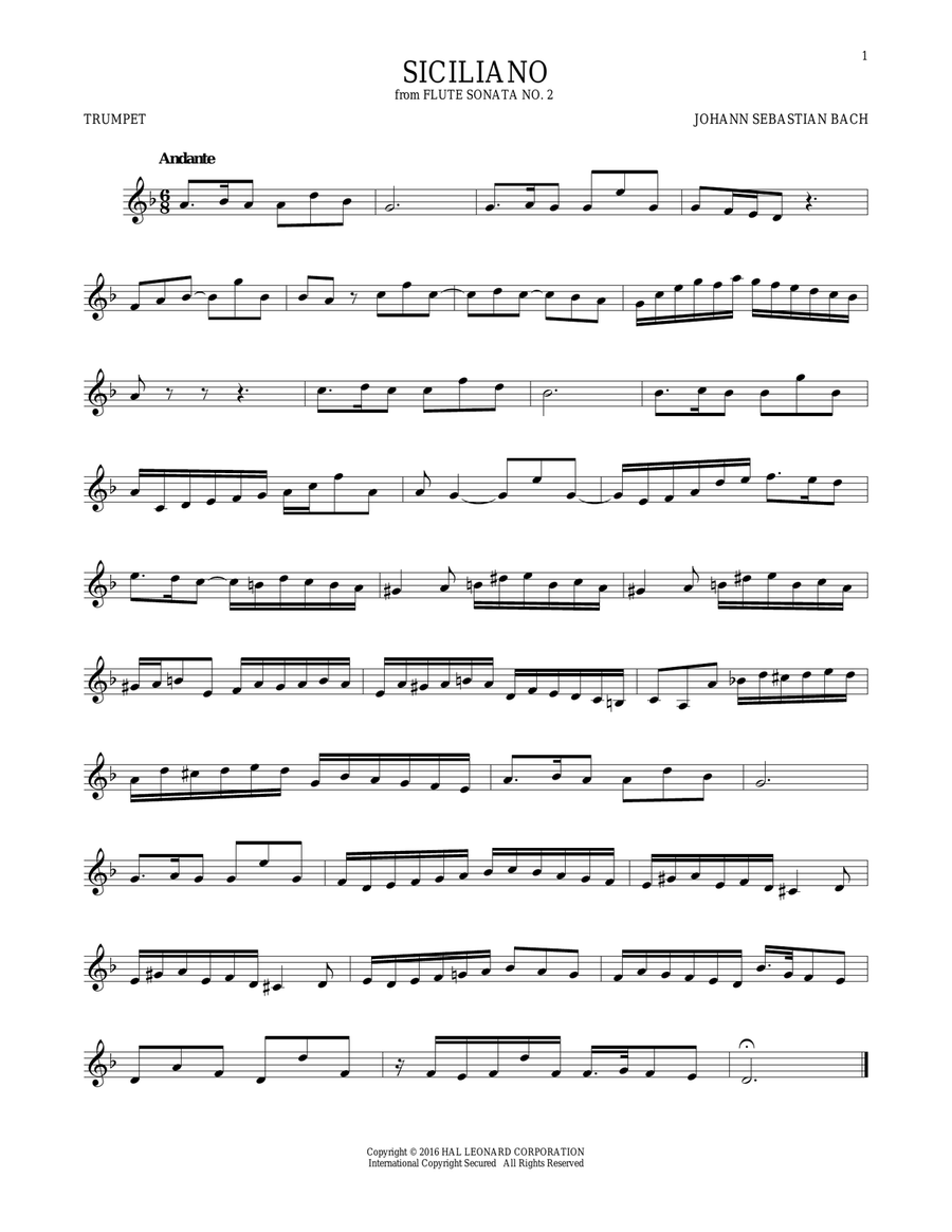 Siciliano Trumpet Solo scores gallery preview page 1