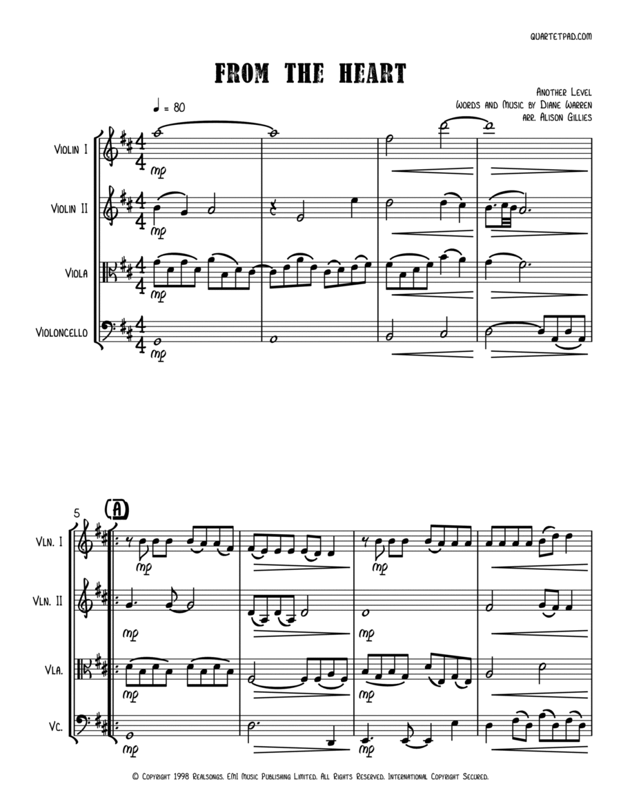 From The Heart String Quartet scores gallery preview page 1