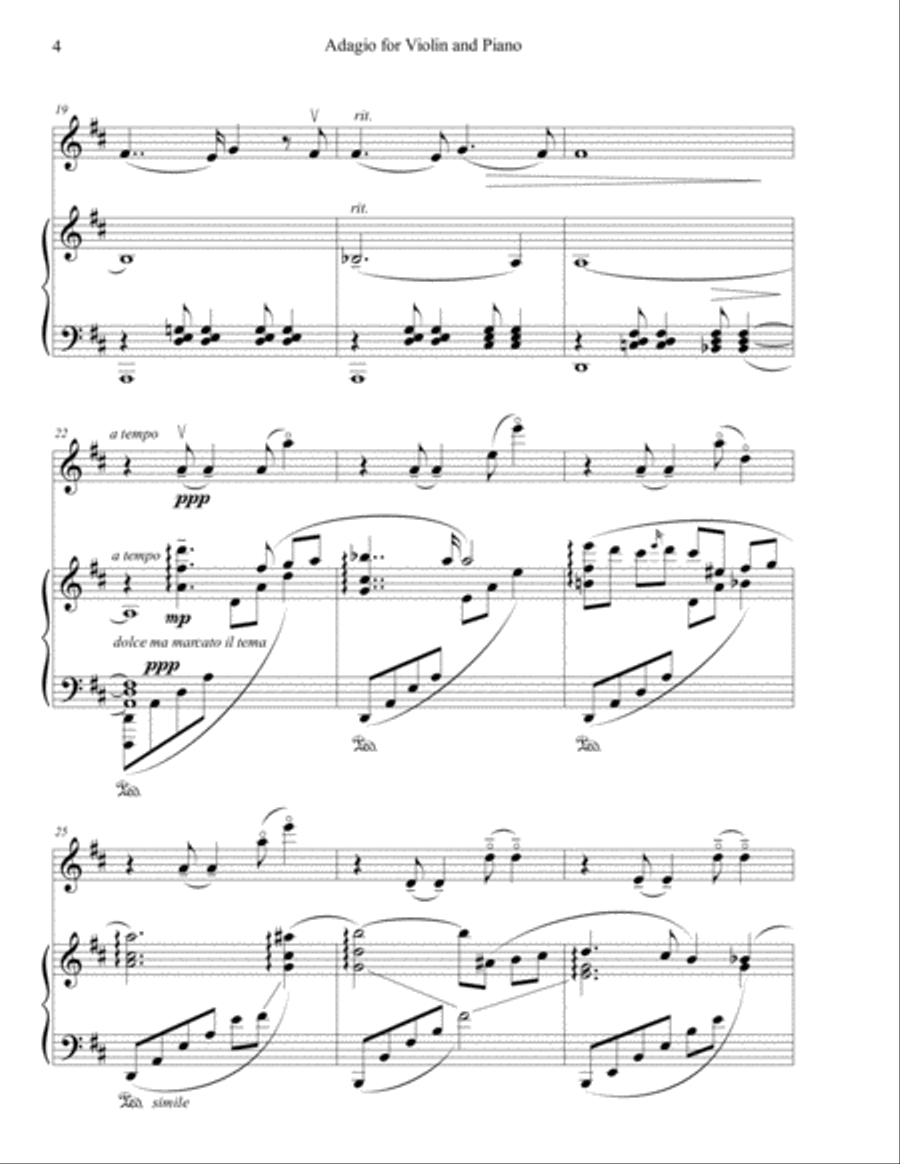 Adagio for Violin and Piano Violin Solo scores gallery preview page 4