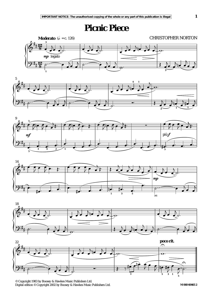 Picnic Piece Picnic Piece Piano Solo scores gallery preview page 1