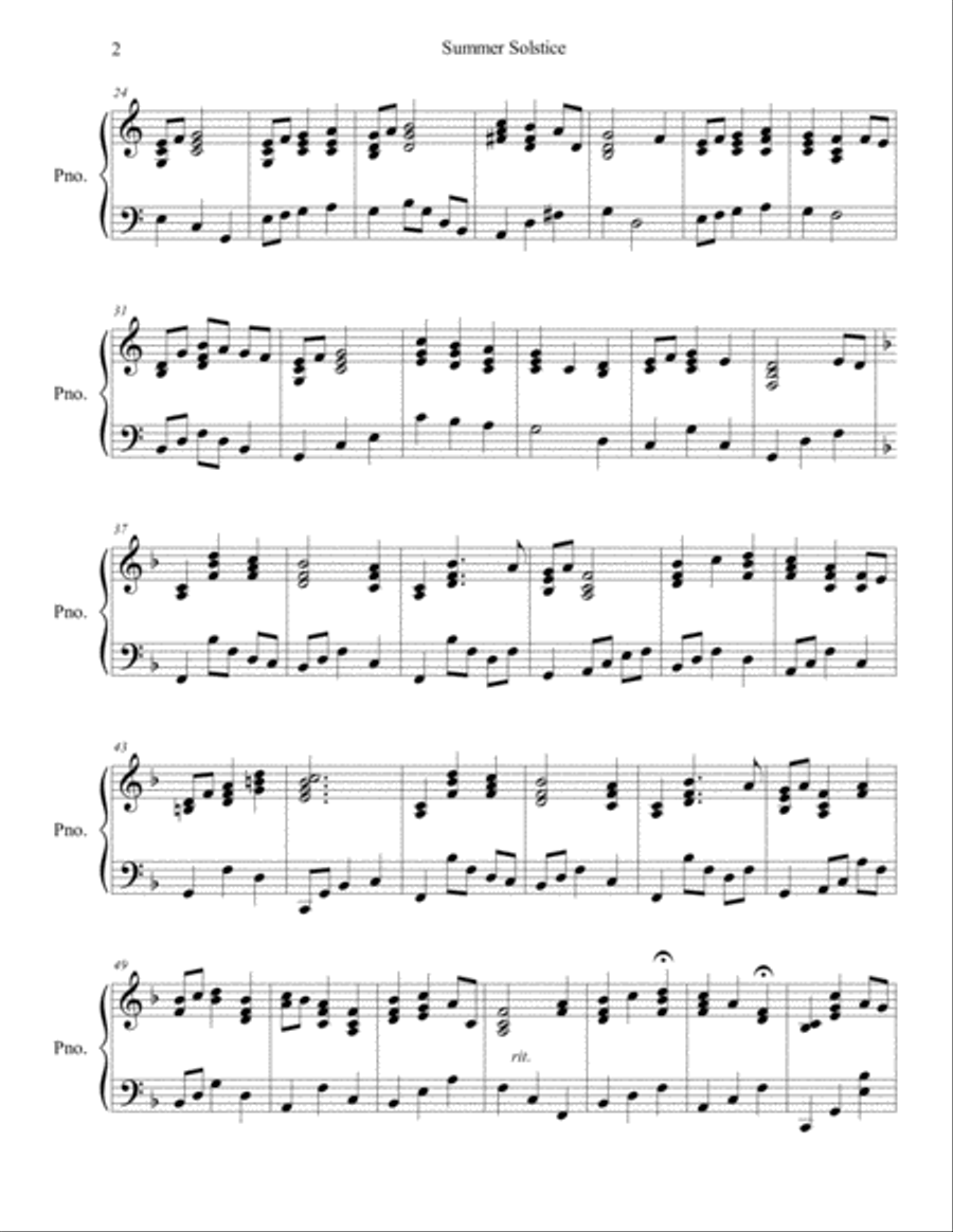 Summer Solstice Piano Solo scores gallery preview page 2
