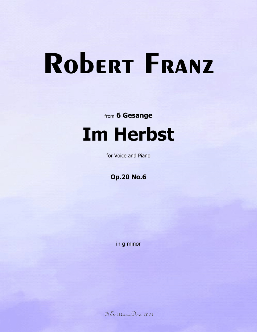 Im Herbst, by Robert Franz, in g minor Voice scores gallery preview page 1