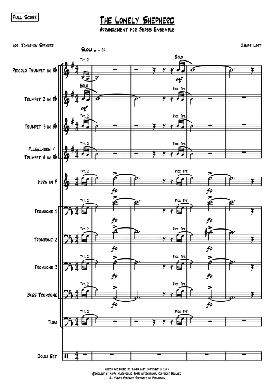 The Lonely Shepherd Brass Ensemble scores gallery preview page 1