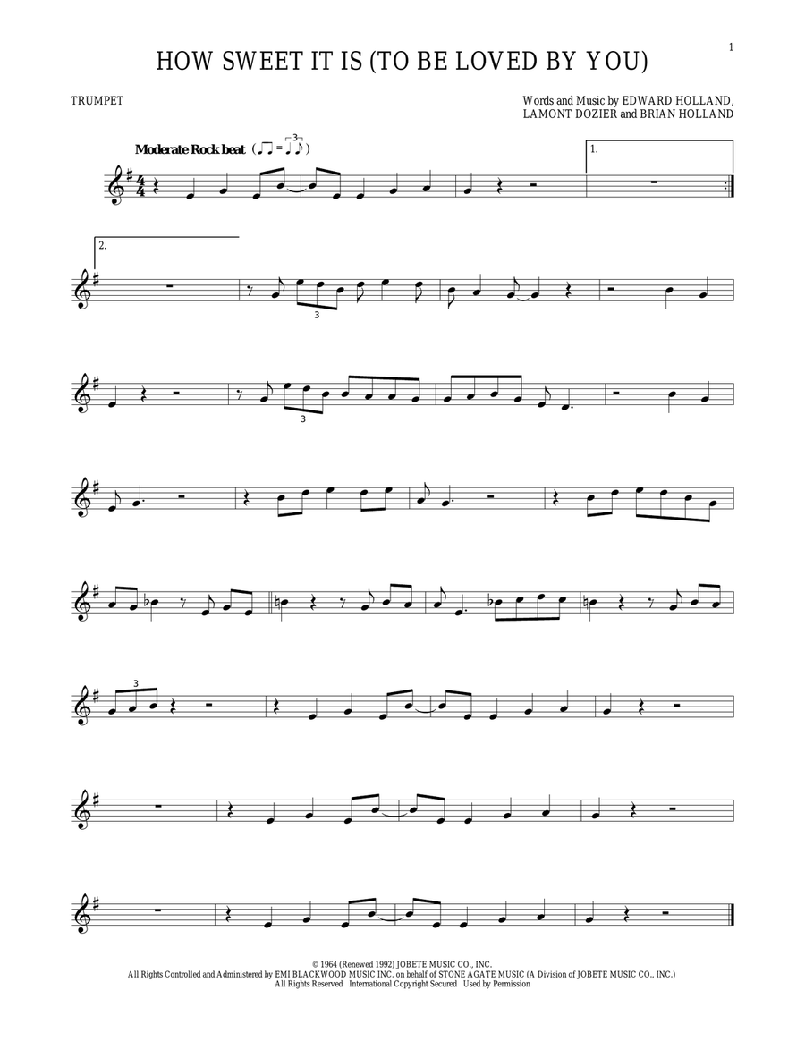 How Sweet It Is (To Be Loved By You) Trumpet Solo scores gallery preview page 1