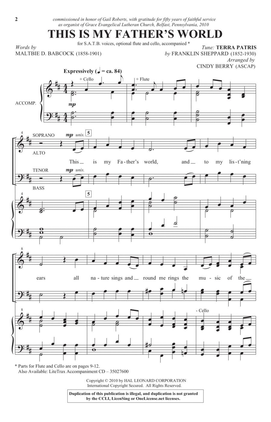 This Is My Father's World 4-Part scores gallery preview page 1