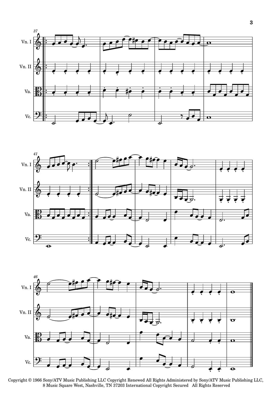 Eleanor Rigby String Quartet scores gallery preview page 3