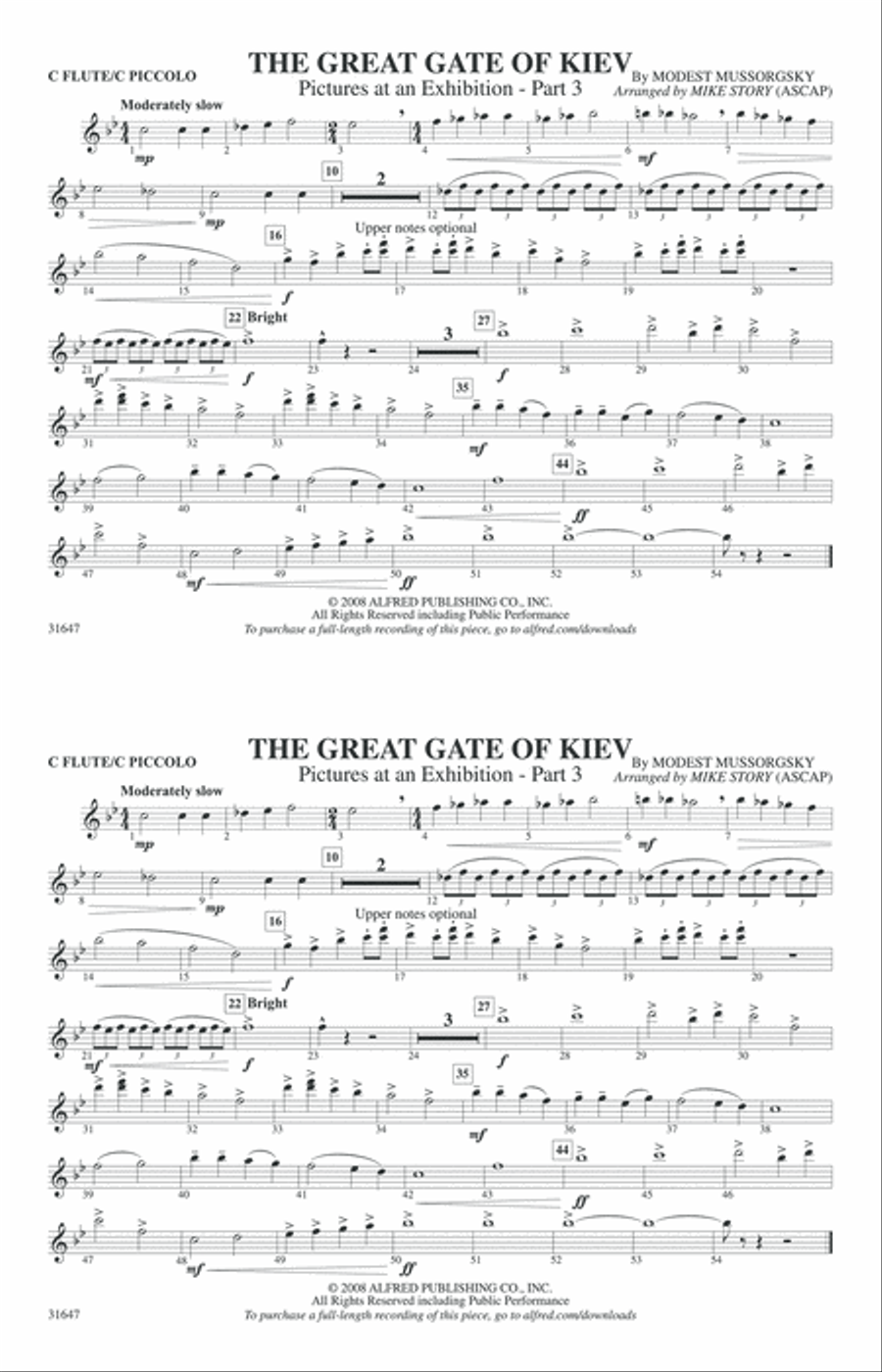 The Great Gate of Kiev: Flute Marching Band scores gallery preview page 1