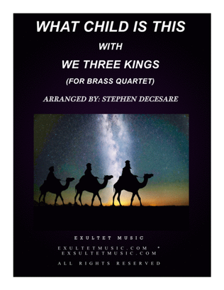 Book cover for What Child Is This (with "We Three Kings") (Brass Quartet and Piano)