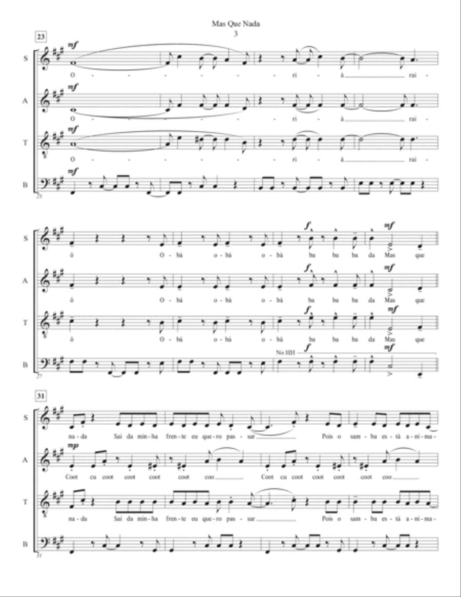 Mas Que Nada 4-Part scores gallery preview page 3