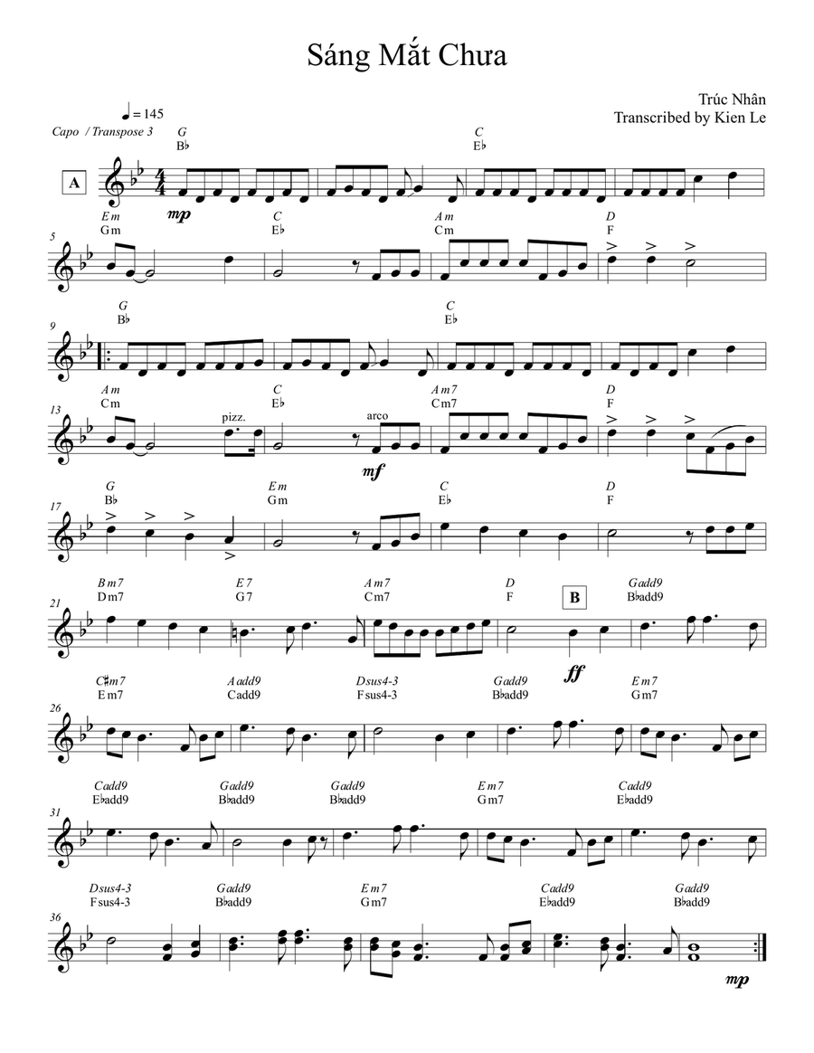 Trúc Nhân - Sáng Mắt Chưa Sheet music Small Ensemble scores gallery preview page 1