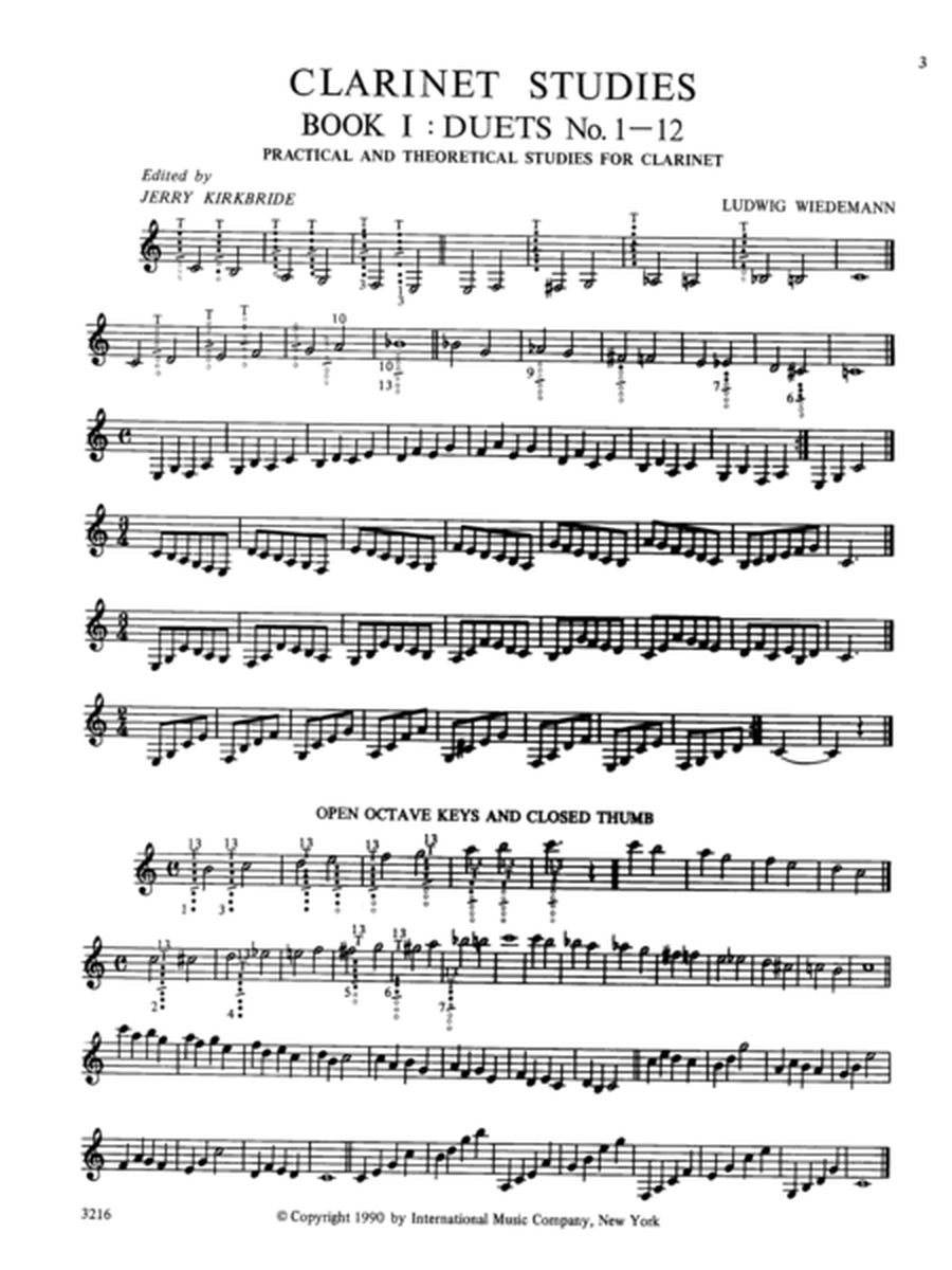 Clarinet Studies (Practical And Theoretical Studies) Volume I, Duets 1-12